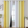 Yellow and Greyish White Gradient Blackout Curtains, Thermal Insulated Ombre by ESTELARTEXTILER