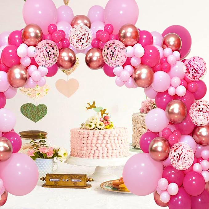 Pink White Balloons 100pcs 12 inch Hot Pink Pastel Pink White Balloons - Image 7
