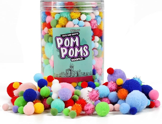 Phinus 900 PCS Pom Poms, Soft and Fluffy Craft Pom Poms, - Image 7