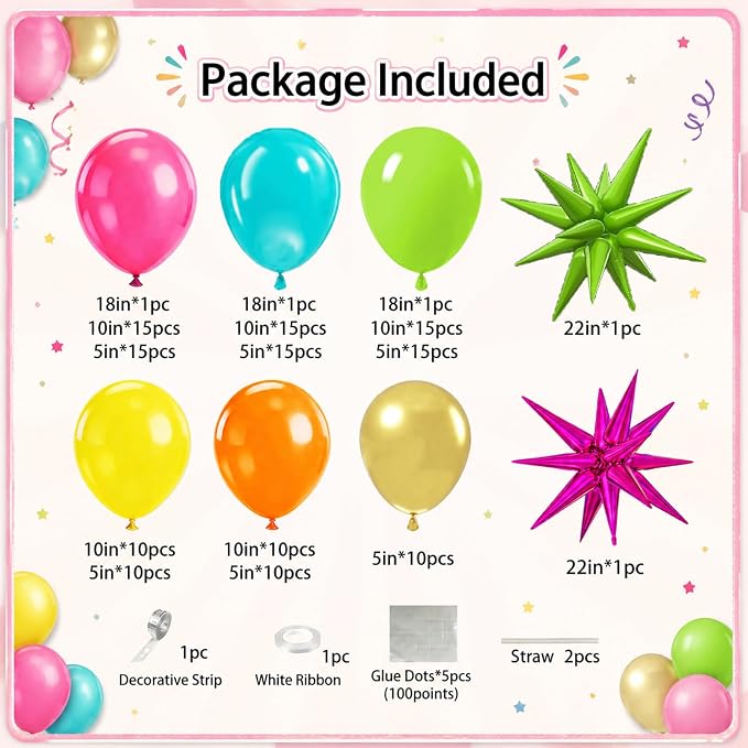145Pcs Summer Tropical Balloon Arch Kit, Hawaiian Theme Balloon Garland - Image 3