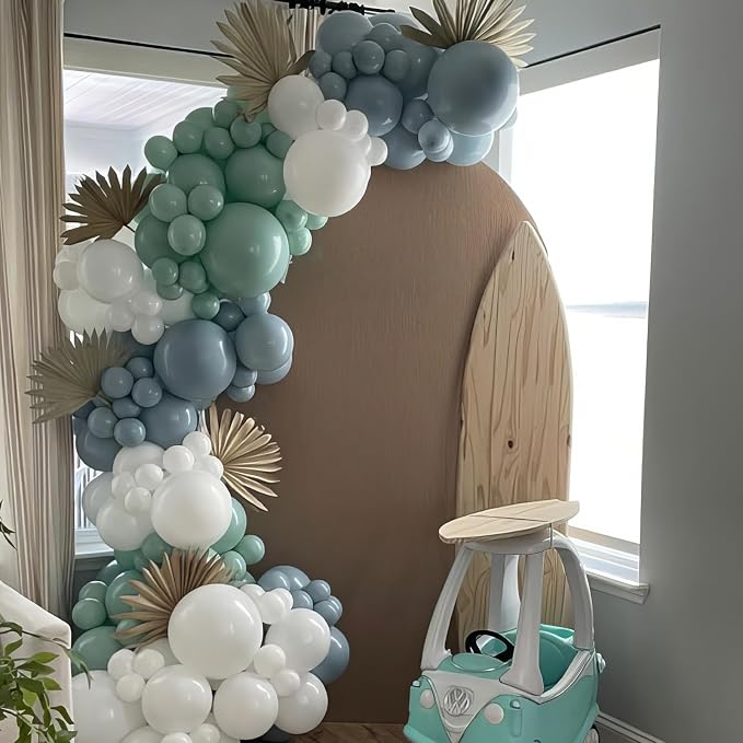 Dusty Blue Green Balloon, Sage Green and Retro Blue Balloons, Sand White - Image 5