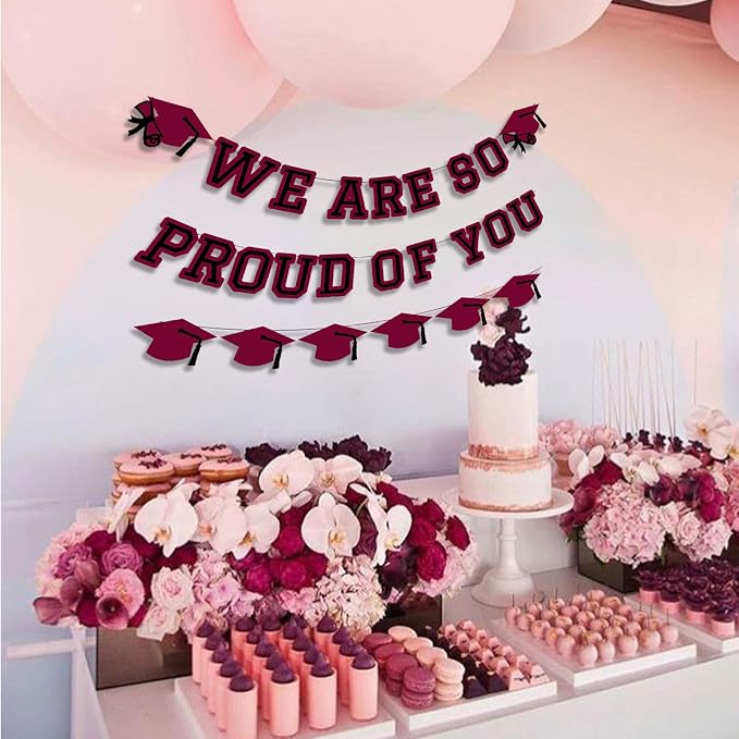 We Are So Proud Of You Banner Graduation Party Decorations Congrats Grad Cap - Image 4