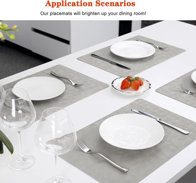 Vinyl Placemats Set of 8 Heat Resistant Easy Clean Non-Slip Place Mats - Image 5
