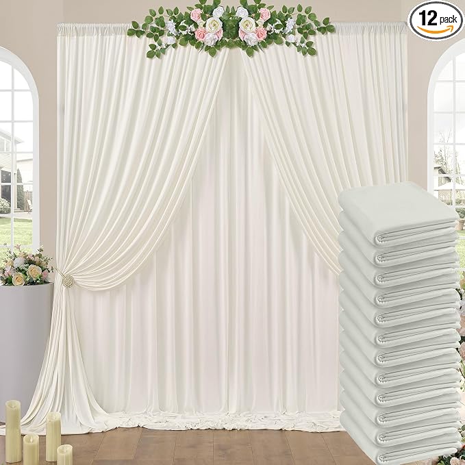 60ftx10ft Wrinkle Free Ivory Backdrop Curtains by ENJOYYOURPARTY