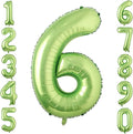 Light Green Number 6 Balloon 40 Inch, Glossy Foil Numeral Celebration Decor | by Unknown
