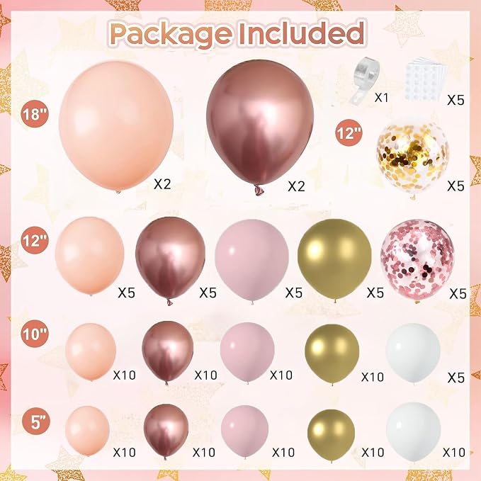 Rose Gold Balloon Garland Arch Kit, Party Decor. | Nude Pastel Pink, Matte White - Image 2