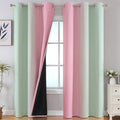 Sage Green and Pink Room Darkening Blackout Curtains 84 Inch Length 2 Panels Set by ESTELARTEXTILER