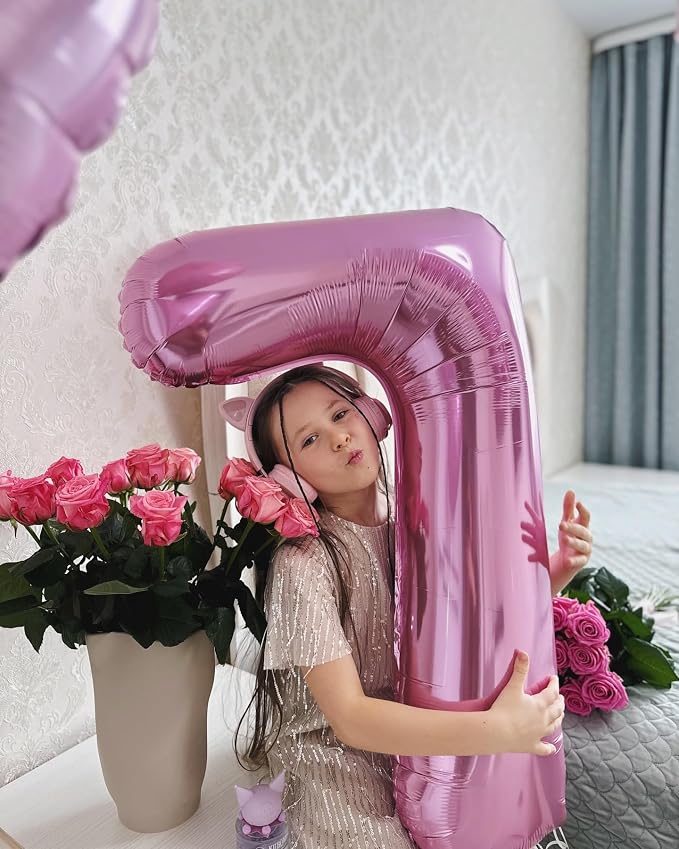 40 Inch Pink Number 6 Balloon Birthday Party Decorations - Image 3