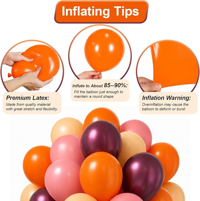 HILAVO Fall Balloons, 12 Inch Thanksgiving Balloons Dusty Pink Orange Burgundy - Image 3