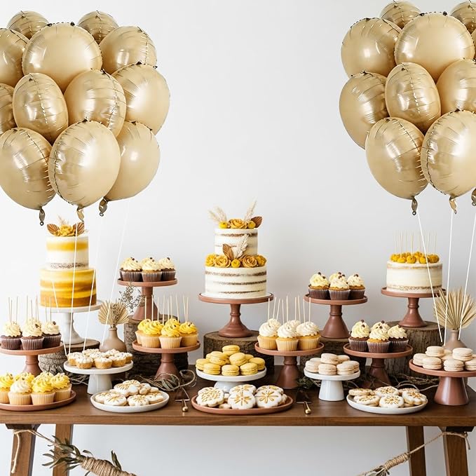 TONIFUL 30Pcs 18 Inch Round Balloons Large Caramel Round Shape Foil Balloons - Image 4