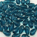 200pcs 3x5mm Teardrop Crystal Glass Beads for Jewelry Making, Faceted Vertical Hole Teardrop Glass Spacer Beads for Wind Chimes Bracelet Earring Necklace DIY Craft(Peacock Blue)