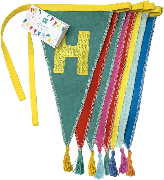 Talking Tables Fabric Rainbow Happy Bunting Banner - 10ft | Triangle Flag - Image 2