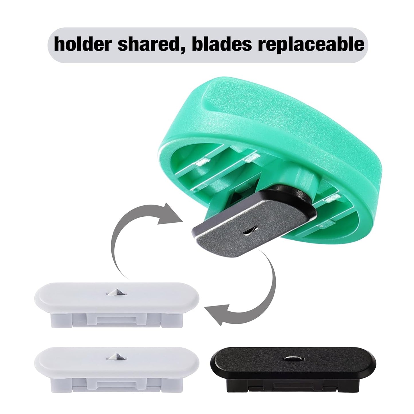 Likart 4-Pack Paper Cutter Replacement Blade Kit,Portable Trimmer Cutting Blades Compatible for Portable Trimmer/Basic Trimmer/Roll Holder,3 Cutting Blades & 1 Scoring Blades with a Holder,Light Green