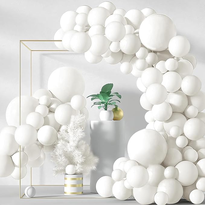 200 Pieces White Balloons Different Sizes 5 10 12 18 Inch Latex White Balloon by BHUCUTU