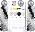 Black White and Silver Balloon Column Kit Set of 2, Balloon Towers | 102Pcs by ZyloonDecoration