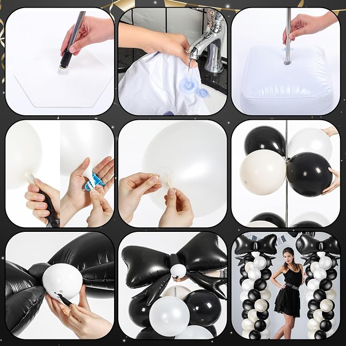 Kasyat 2 Sets Black Bow Balloon Column Stand Kit - Image 5