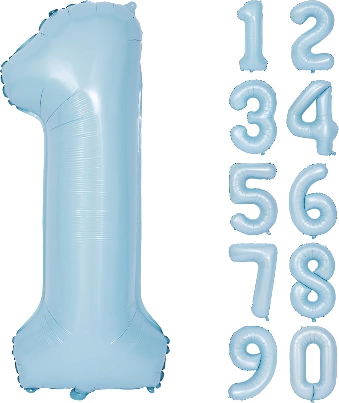 40 Inch Blue Number 1 Foil Balloon Light Blue Digital 1 Helium Balloon | by YOIOZAIZAI