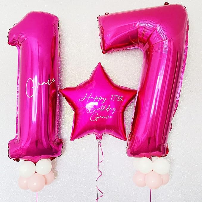 Hot Pink 17 Balloon Numbers, 40 Inch 17th or 71st Birthday Balloon Foil Mylar - Image 3