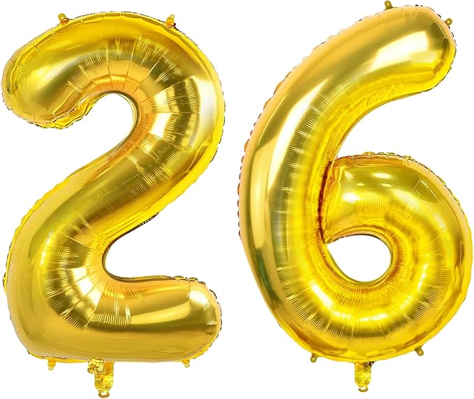 Number 26 Balloons for 26th Birthday Party Decorations, 0-100 Large No.26 for by Joycard
