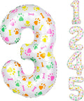 40 Inch Multi-color Dog Paw Balloons, Numeral 3 Birthday Balloons by AXBMM