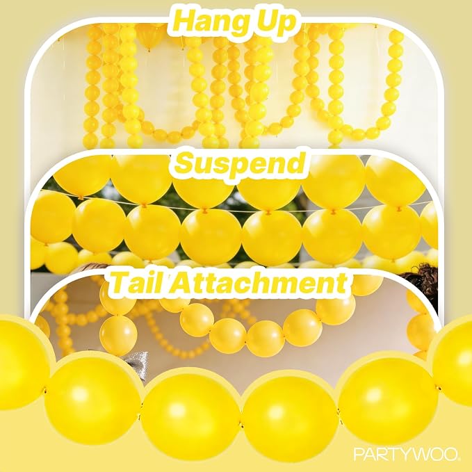 PartyWoo Yellow Linking Balloons 100pcs 12 Inch Yellow Link Balloons | - Image 6
