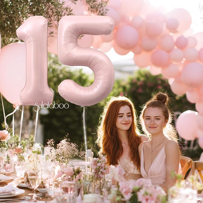 40 Inch Light Pink Number 15 Balloon 0-9 15th Foil Big Giant | Digital - Image 2