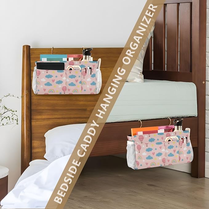 Hot Air Balloon Rainbow Pattern Bedside Caddy Storage Bag Bedside Organizer - Image 7