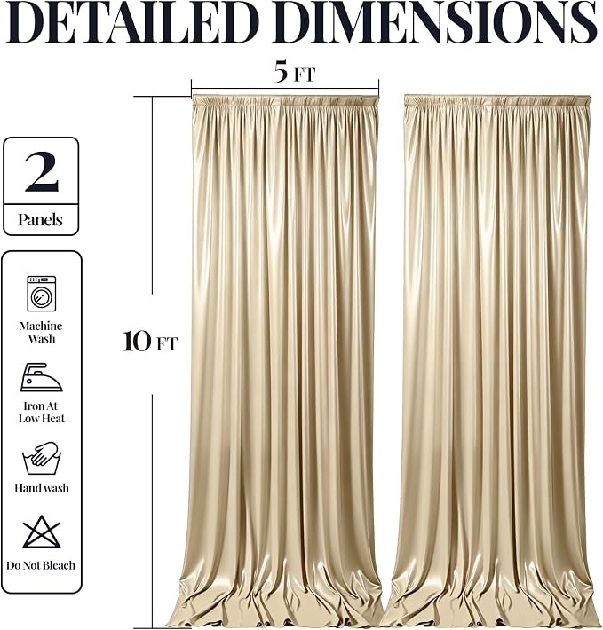 10x10ft Champagne Beige Glitter Backdrop Curtain - Image 9