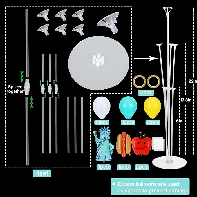 4 Sets New York Party Decorations Balloons Stand Kit - Image 2