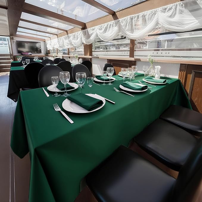8 Pack Dark Green Tablecloth 60 x 102 Inch Rectangular Tablecloths for 6 Foot Rectangle Tables, Wrinkle Resistant Hunter Green Table Cloth Washable Polyester Fabric for Buffet Wedding Party Banquet