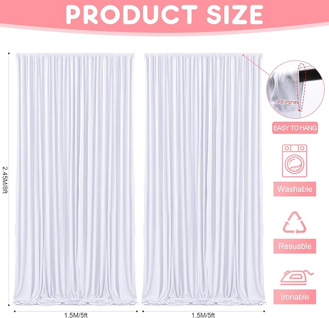 Asee'm White Backdrop Curtains Drapes - Image 2