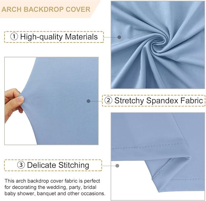 FANPROMS Wedding Arch Cover Set 5FT 6FT 7FT Dusty Blue Wedding Arch Cover Set - Image 3