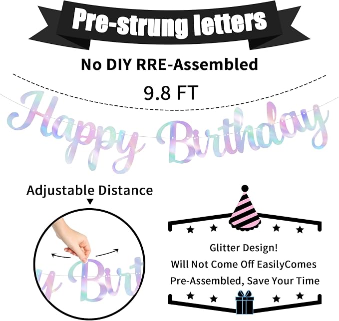 Iridescent Happy Birthday Banner - Image 2