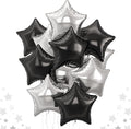 Black Silver Star Foil Balloons, 18 Inch Large Black and Metallic Silver Stars by TAOYE