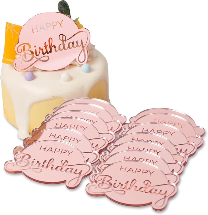 20pcs Pink Birthday Cupcake Toppers Acrylic Cake Picks - Image 8