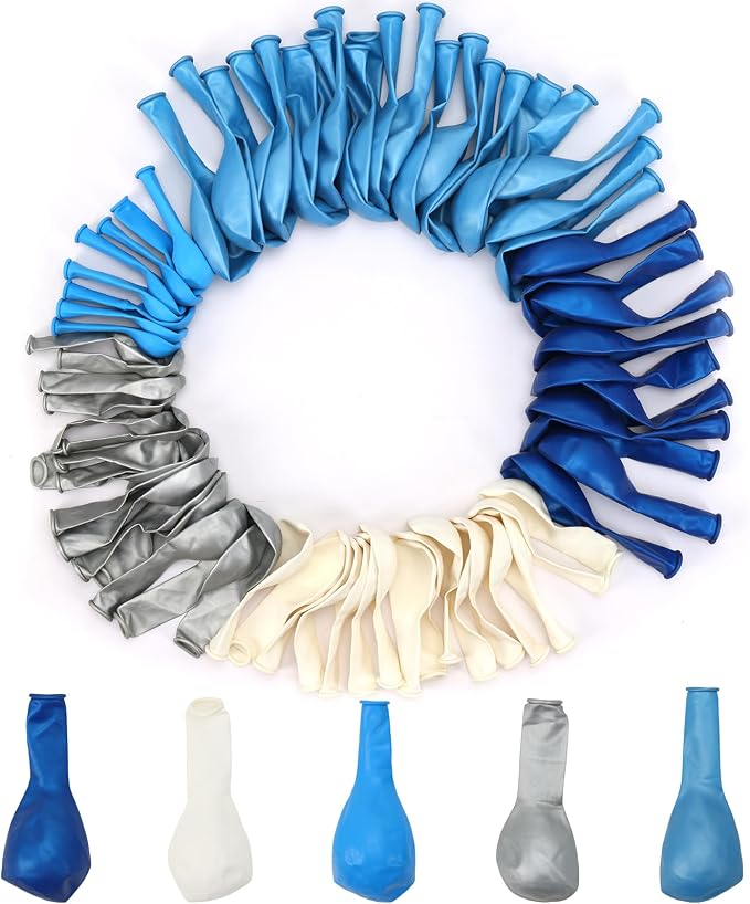 RUBFAC Blue Balloons Arch Kit, Father’s Day Decorations 144pcs Blue White and - Image 3
