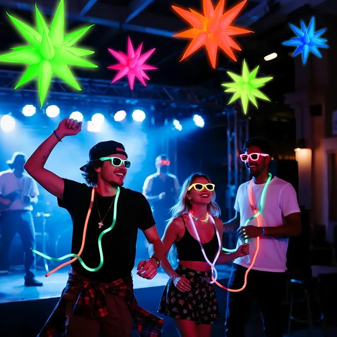 Glow in the Dark UV Reactive Neon Star Balloons Party Decorations | 5 UV - Image 3