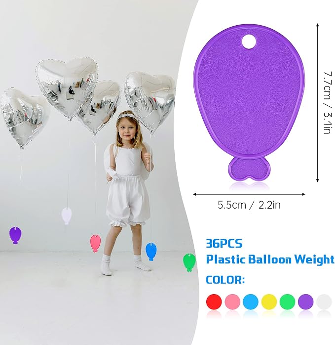 Aoriher 36 Pcs Colorful Plastic Balloon Weights Balloon Shaped Weights - Image 2