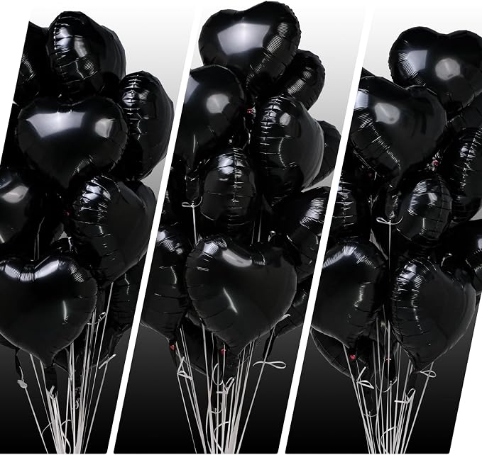 30 Pcs 18 Inch Black Heart Foil Mylar Helium Balloons - Image 4
