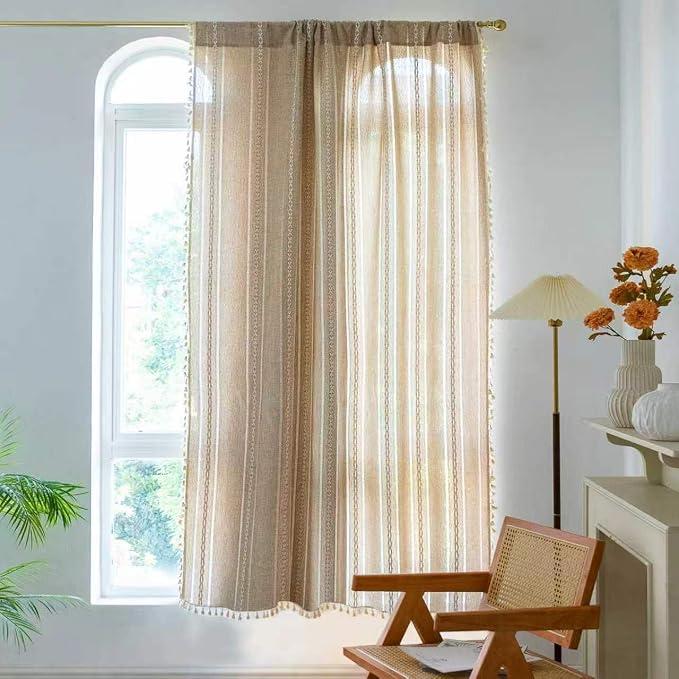 Sutuo Home Boho Curtains for Bedroom Living Room 63 Inch Length, Light - Image 3