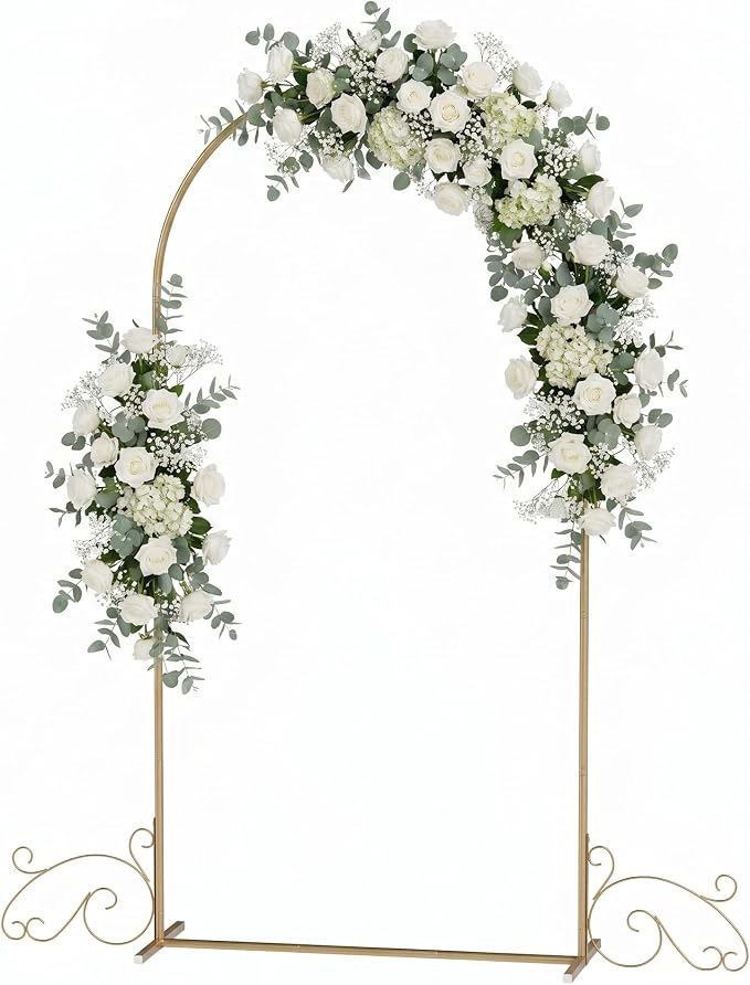 7.2FT Gold Wedding Arch Backdrop Stand, Heavy Duty Metal Half Arch by Unknown