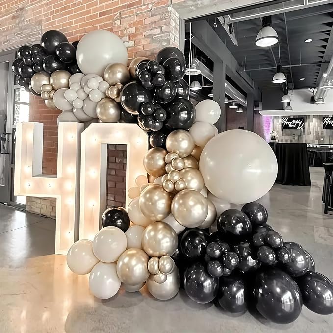 Black White Gold Balloons, 12 Inch 35PCS Black and White Balloon - Image 4