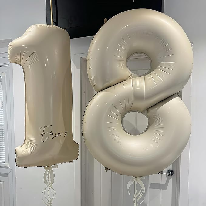 Cream Number 1 Balloons, 40 Inch 1 Balloons Giant Helium Foil Mylar Beige 1 - Image 6