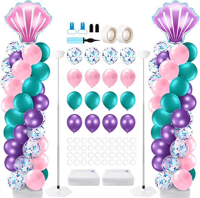 Kasyat 2 Set Mermaid Balloon Column Stand Kit Adjustable Mermaid Balloon arch by Kasyat