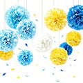 AimtoHome Blue Yellow White Paper Flower Pom Poms, 6/8/10 Inch Assorted Sizes by AimtoHome