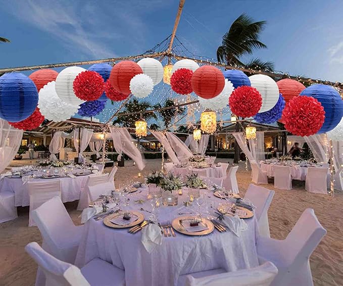 Red Paper Lanterns 12 Pcs Assorted Size of 6" 8" 10" 12" Chinese Round Paper - Image 4