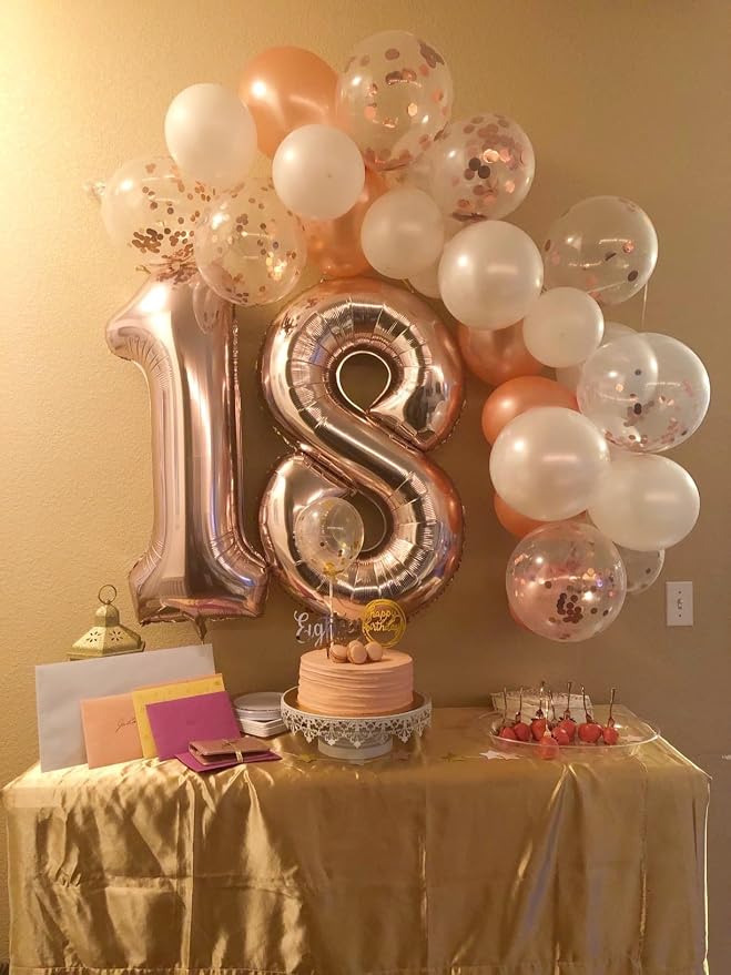 4 Balloon Numbers Birthday Decorations, 40In Rose Gold Balloons - Image 5