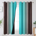 Brown and Teal Ombre Blackout Curtains 63 Inches Long by ESTELARTEXTILER