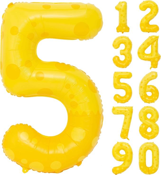 40in Yellow Polka Dot Number 5 Helium Foil Polyester Film Balloon Digital 5 | by Exquisitehighqualitypartydecorationstomeetyoureveryneed%EF%BC%81