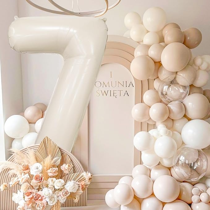 Cream Number 7 Balloon 40 Inch Beige Nude Number 7 Balloon - Image 2